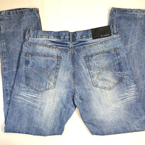 Rocawear Mens Jeans‎ size 38 x 34, Acid Washed, Faded/Distressed. #053 - Picture 3 of 6